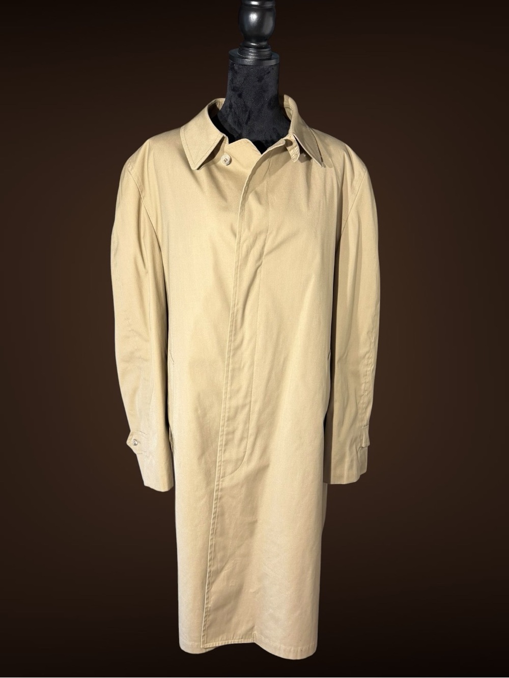 Vintage London Fog Khaki Trench Coat - Classic Single-Breasted Overcoat Large
